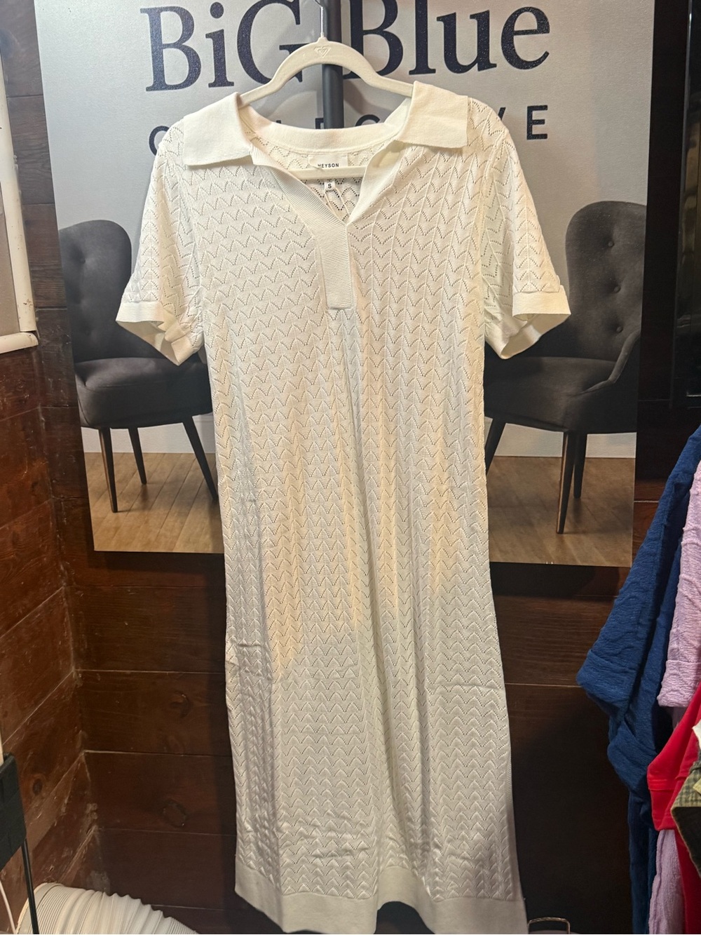 Zenana Outfitters Cream Knit Polo Midi Dress